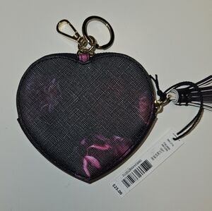 Kate Landry Black & Pink Heart-Shaped Coin Purse Key Chain